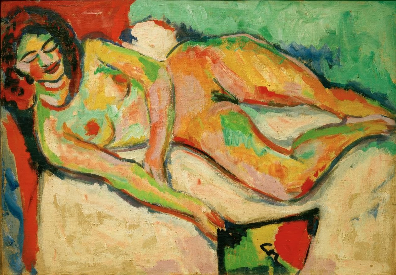Nu couché avec éventail - Ernst Ludwig Kirchner