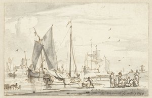Rive de rivière avec quelques bateaux
