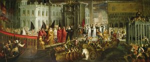 Arrivée de la dogaresse Morosina Morosini Grimani au Palais des Doges, Venise, vers 1600 (huile sur toile)