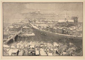 Paris sous la neige, vu du haut de St. Gervais - Auguste Lepere