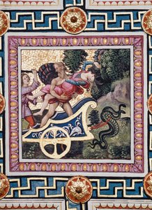 La Bibliothèque Piccolomini, le plafond : "Le Rapt de Proserpine", fresque de Bernardino di Betto, dit Pinturicchio