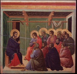 La Maestà La Passion : Jésus prend congé des Apôtres - Peinture de Duccio di Buoninsegna