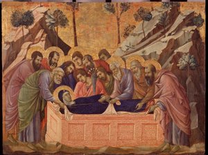 La dormition de la Vierge. Prédelle de la Maestà