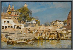 Temples et ghats de baignade à Bénarès, 1883-85