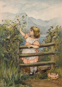 Fille atteignant une fleur