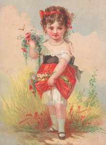Une jeune fille cueillant des fleurs sauvages