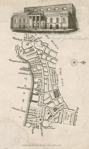 Théâtre de Covent Garden, Londres, et carte de la région environnante