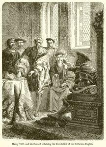 Henri VIII et son conseil ordonnant la traduction de la Bible en anglais