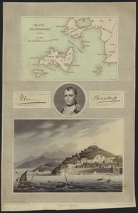 Portrait de Napoléon Bonaparte avec une carte et une vue d