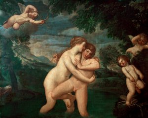 Salmacis dans le bain repoussée par Hermaphrodite