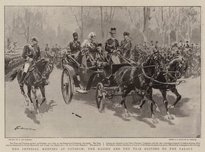 La rencontre impériale à Potsdam, le Kaiser et le Tsar se rendant au palais