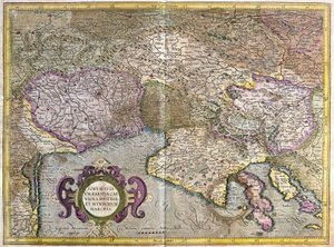Frioul, Italie - Slovénie (Istrie) avec le golfe de Trieste et les Balkans (gravure)