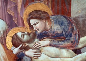 Lamentation du Christ, détail de la Vierge (fresque)