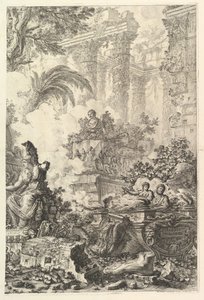 Frontispice, avec statue de Minerve, vers 1748