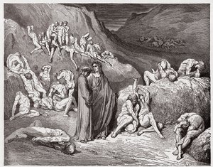 La Divine Comédie, Inferno, Chant 29 : Les faussaires et les faussaires tourmentés par des démangeaisons - par Dante Alighieri (1265-1321) - Illustration par Gustave Doré (1832-1883)