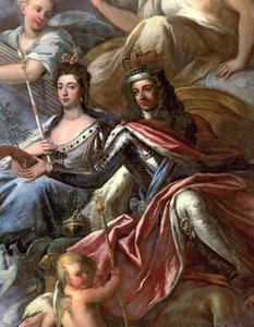 Plafond de la Salle Peinte (détail du roi Guillaume III et de la reine Marie II)