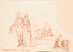 Esquisse de composition pour le portrait de famille Ryberg; à droite esquisse d