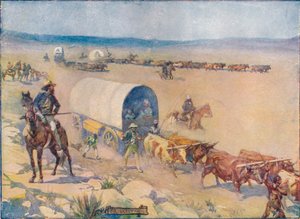 Les chariots de bœufs avançaient lentement sur les plaines ondulées, vers 1908, vers 1920