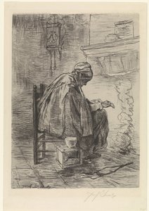 Vieille femme près de la cheminée - Jozef Israëls