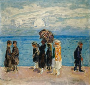 Promeneurs au bord de la mer