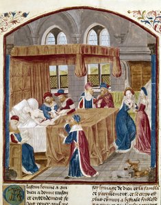 La naissance de Jules César - Miniature extraite des Faits des Romains par Jules César à Domitien, textes de Lucain, Suétone et Salluste