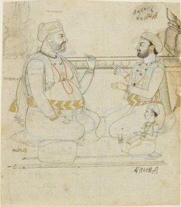 Deux nobles Rajput avec un enfant