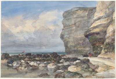 La plage rocheuse et les falaises à Fécamp - Edward William Cooke