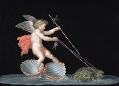 Cupidon conduit par des tortues - Michelangelo Maestri