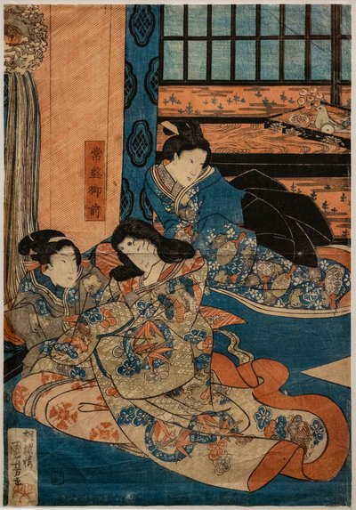 Tokiwa Gozen, maîtresse de Minamoto no Yoshitsune, dans une scène de Kabuki - Utagawa Kuniyoshi